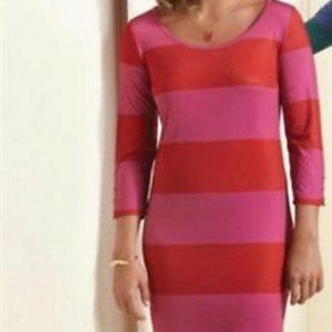 Mud Pie Red and Pink Striped Dress, L